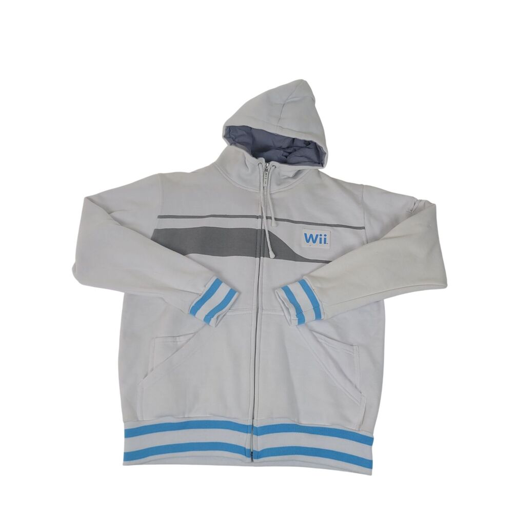Vintage Nintendo Wii Hoodie Hot Topic NWT L White Blue Gray Official Seal